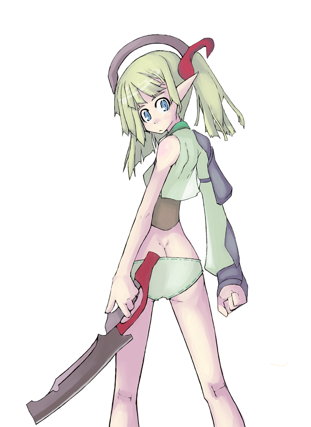 1girl, ass, back, blue_eyes, butt_crack, dimples_of_venus, female_focus, from_behind