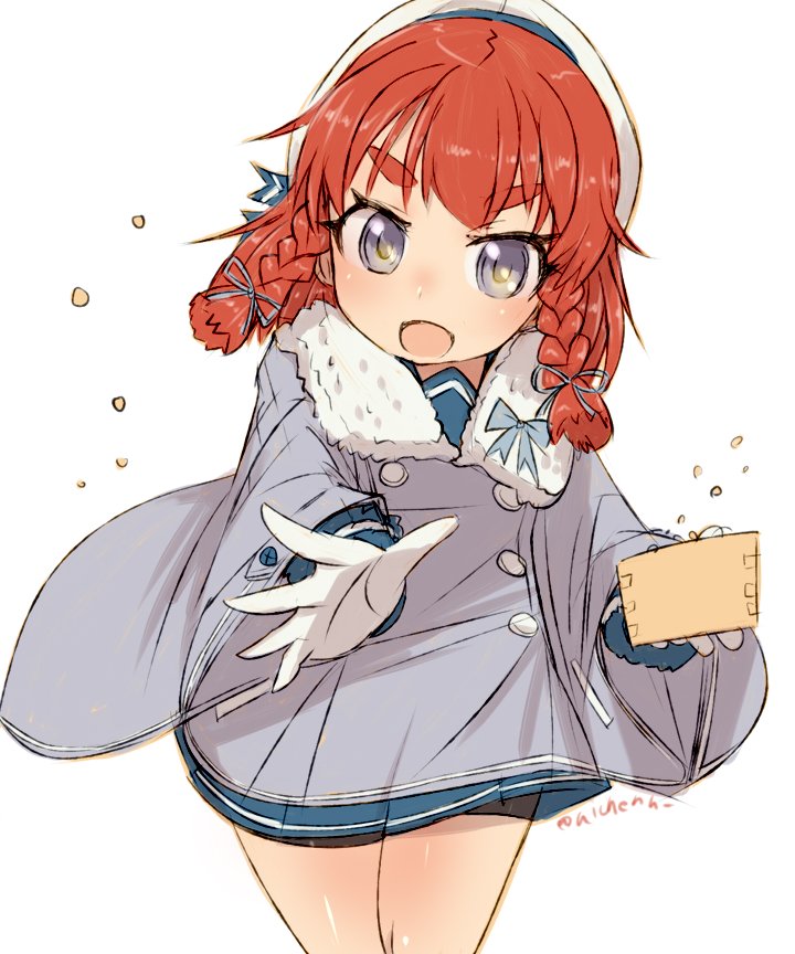 1girl, alchera, bike_shorts, blonde_hair, blue_sailor_collar, blue_skirt, bob_cut, box