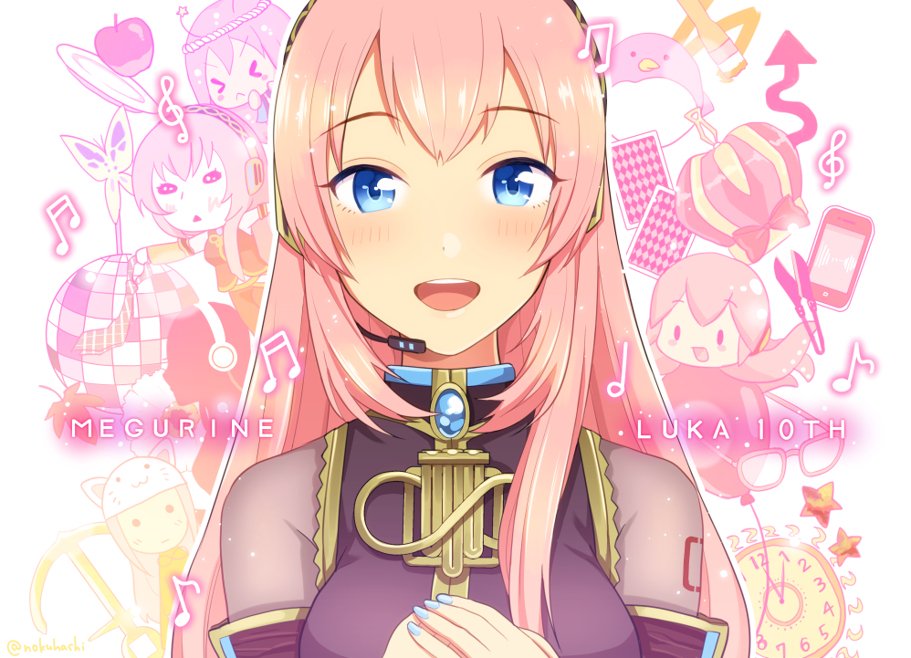 ._., 1girl, anchor, anniversary, apple, balloon, beamed_sixteenth_notes, bird