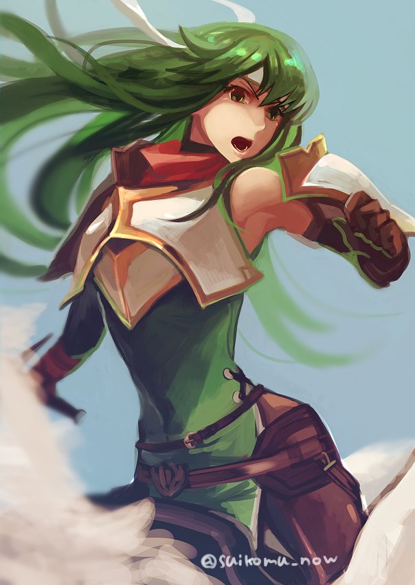 1girl, armor, armpits, belt, breastplate, brown_gloves, female_focus, fire_emblem