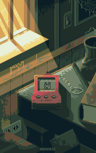 animated, animated_gif, artist_name, book, electrical_outlet, indoors, kirokaze, light_switch, no_humans, pixel_art, silk, spider_web, window