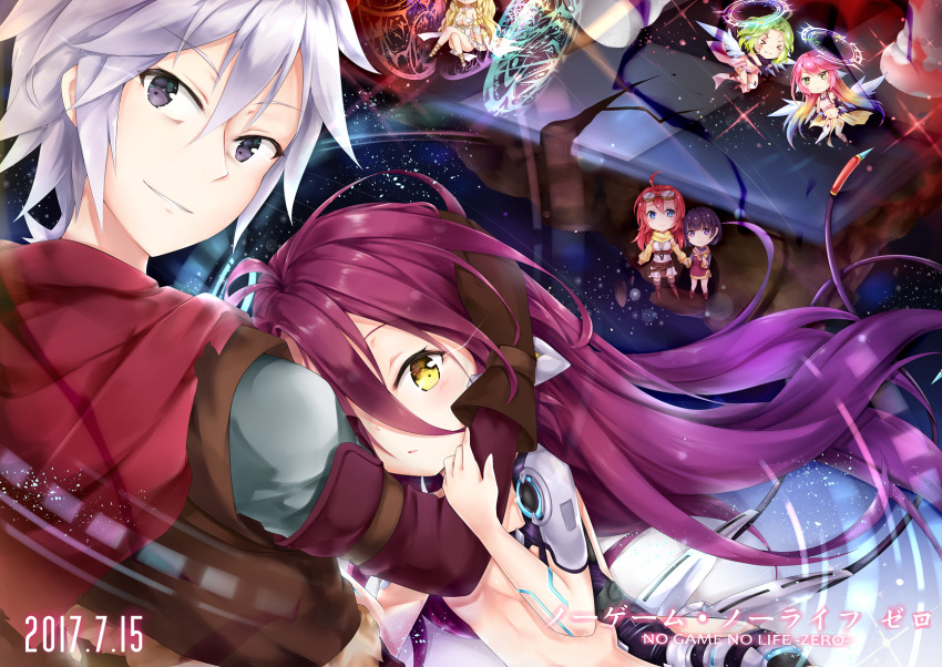 >_<, 1boy, 2017, 6+girls, :<, :3, ahoge, android