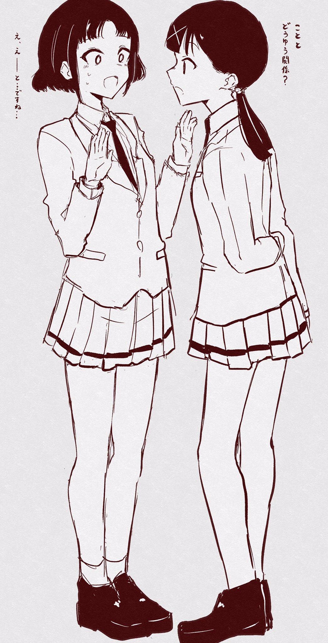 2girls, commentary_request, hair_ornament, hairclip, harasunosioyaki, highres, iguchi_akari, itou_hikari