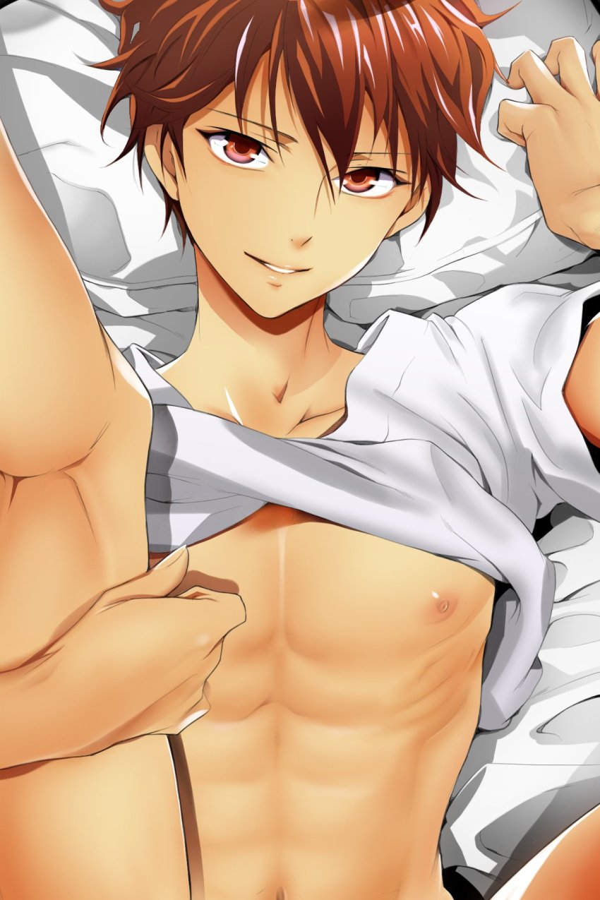 1boy, brown_hair, ensemble_stars!, highres, jersey, kei1_833, looking_at_viewer, male_focus