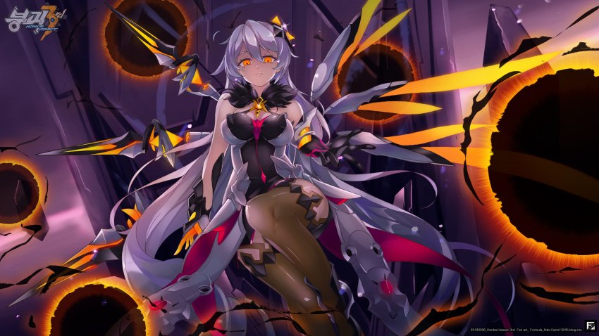 1girl, absurdres, ahoge, armor, armored_dress, bad_id, bad_twitter_id, bare_shoulders