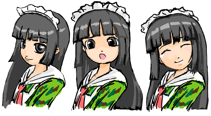 1girl, blunt_bangs, futaba_channel, hime_cut, inai_(nijiura_maids), maid, nijiura_maids, smile