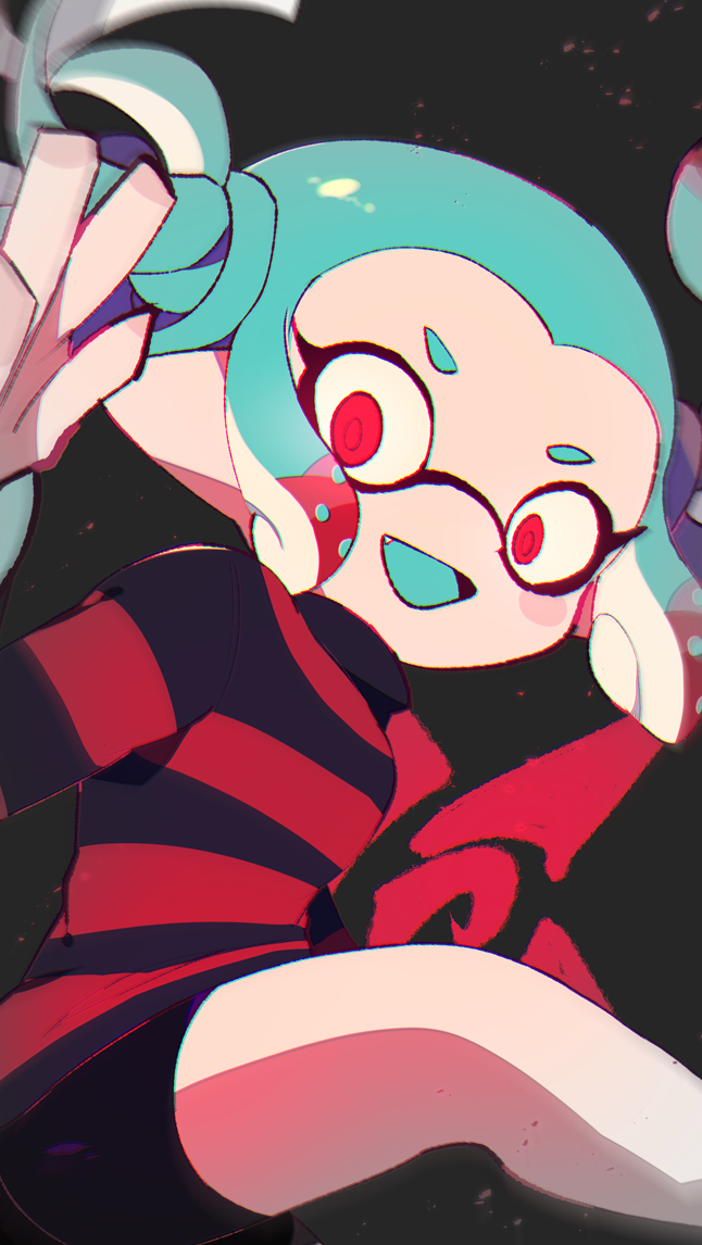 0108poke_f_u, 1girl, fangs, inkling, inkling_girl, inkling_player_character, multicolored_hair, nintendo