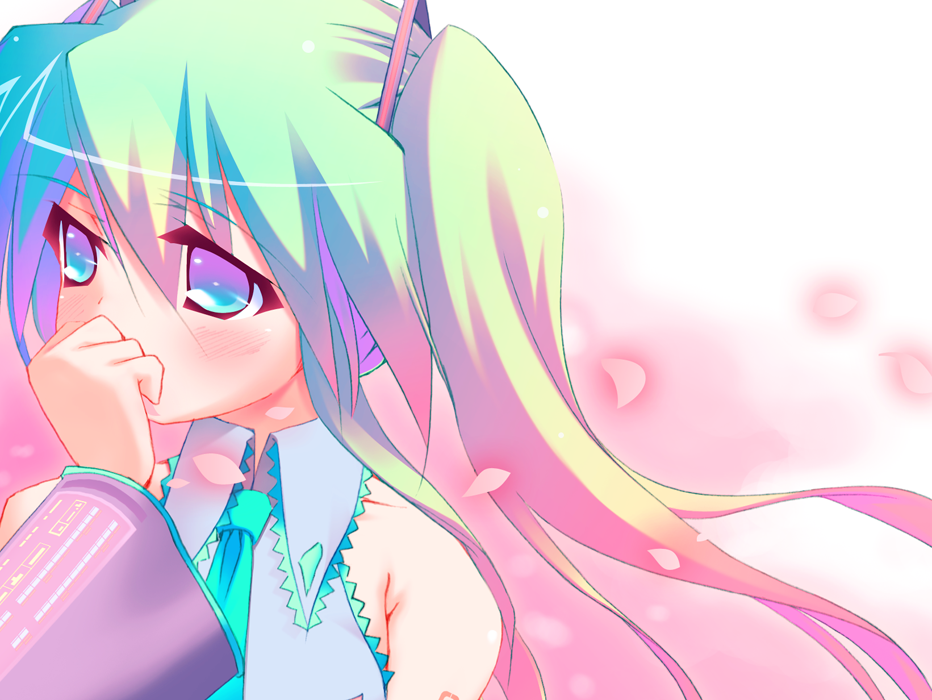 amakara_surume, aqua_eyes, aqua_hair, bad_id, bad_pixiv_id, detached_sleeves, hatsune_miku, looking_away