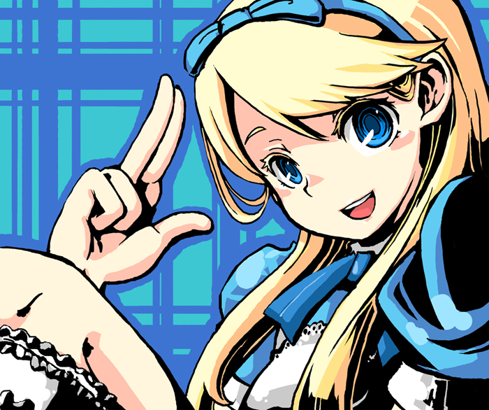 1boy, alice's_adventures_in_wonderland, alice_(alice_in_wonderland), alice_(alice_in_wonderland)_(cosplay), atlus, blonde_hair, blue_eyes, cosplay