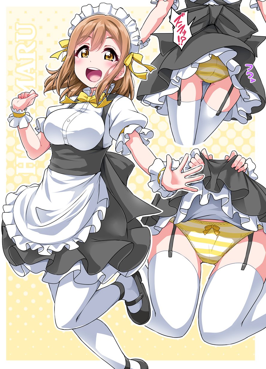 1girl, :d, ankle_strap, apron, ass, back_bow, black_dress, black_footwear