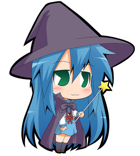 00s, 1girl, :3, blue_hair, blush, cape, chibi, female_focus