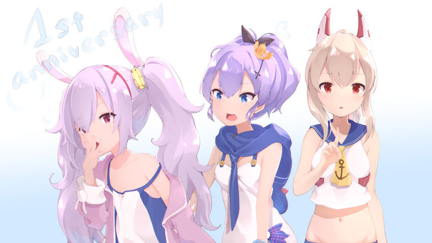animal_ears, ayanami_(azur_lane), azur_lane, black_ribbon, blue_sailor_collar, camisole, crop_top, crown