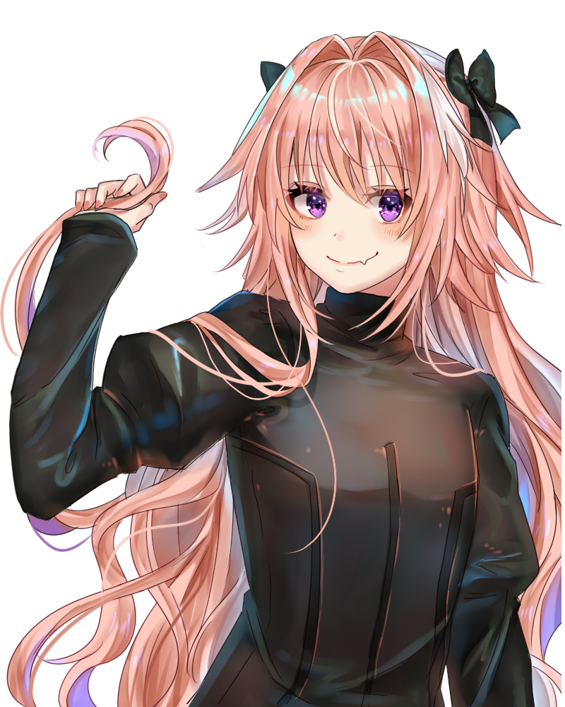 1boy, astolfo_(fate), astolfo_(rider)_(fate), azaka_(rionrita), black_bow, black_sweater, blush, bow