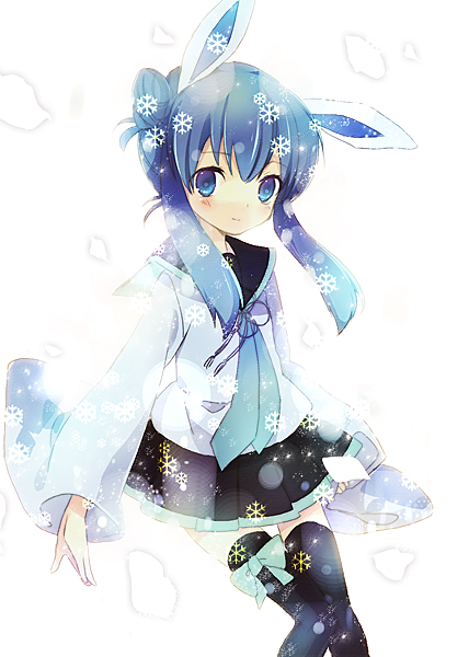 1girl, animal_ears, bad_id, bad_pixiv_id, blue_eyes, blue_hair, blush, cosplay