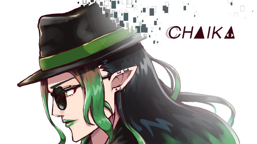 1other, absurdres, androgynous, bad_id, bad_pixiv_id, black-framed_eyewear, black_hair, black_hat