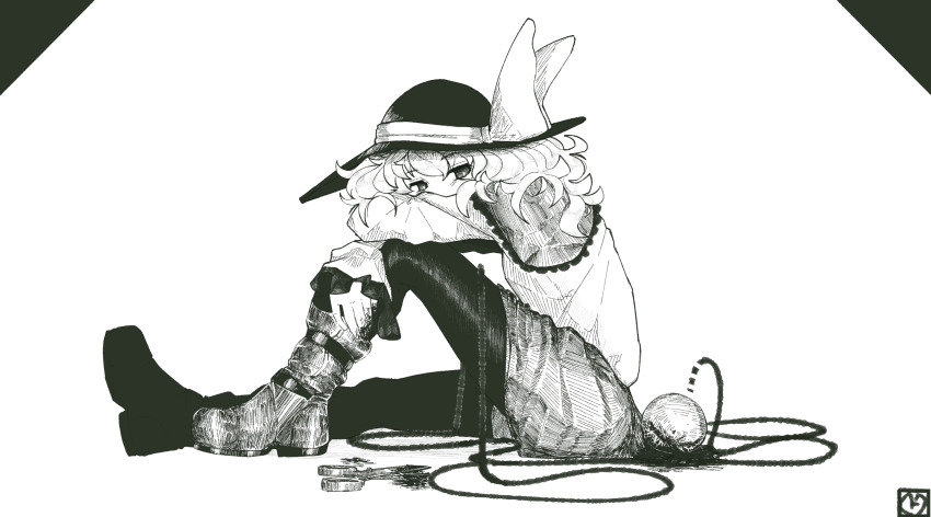 1girl, black_blood, black_hat, blood, boots, chefhart, colored_blood, eyeball