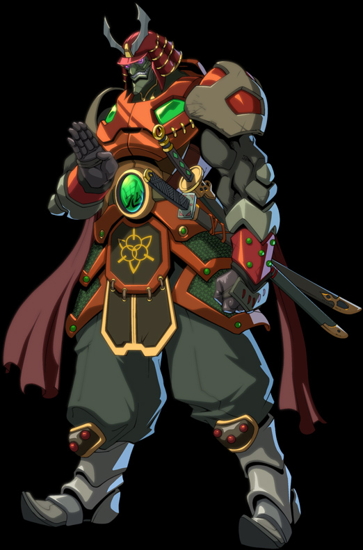 1boy, armor, black_background, breastplate, chainmail, clenched_hand, clenched_teeth, faulds