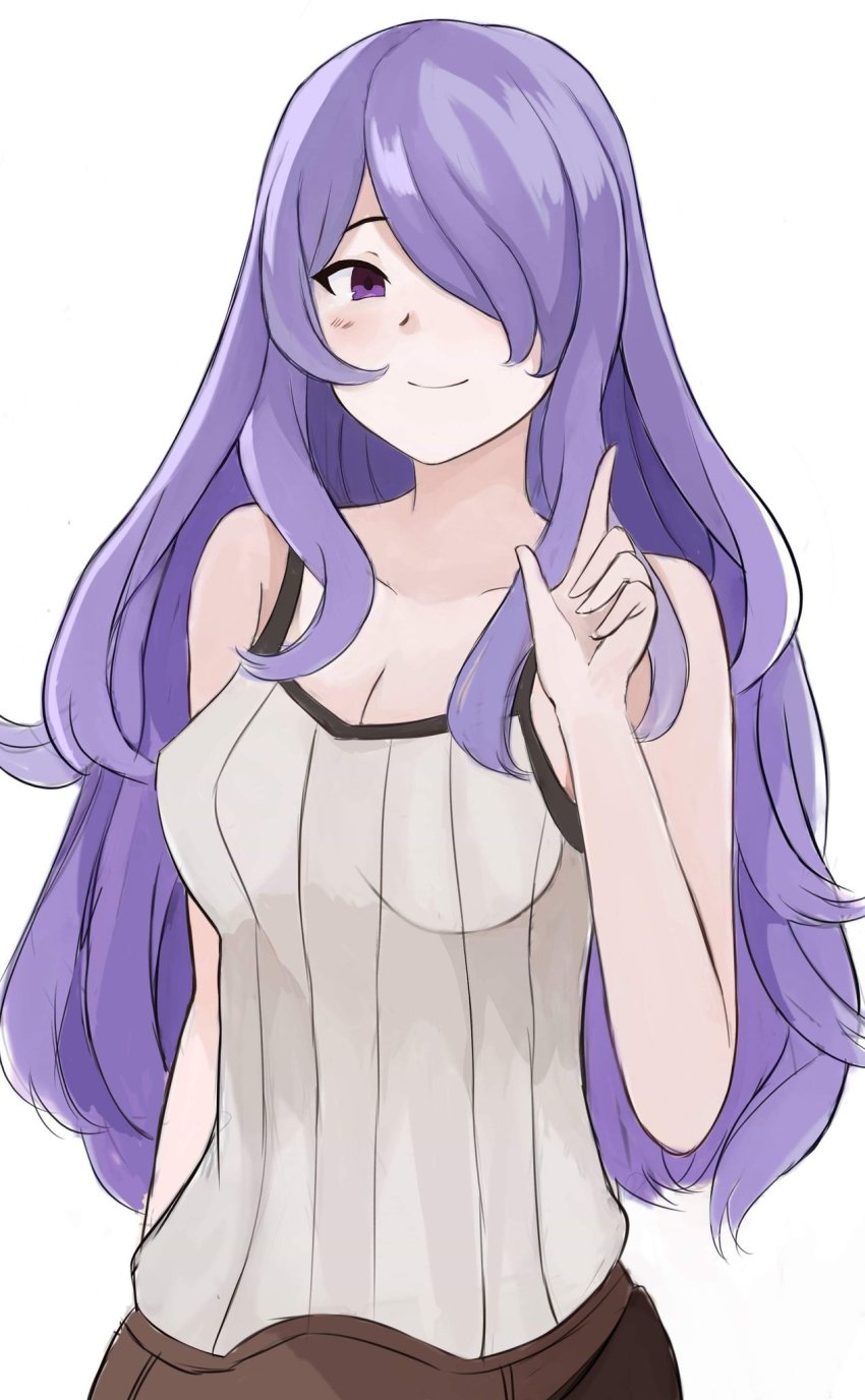 1girl, breasts, camilla_(fire_emblem), camisole, cleavage, closed_mouth, cosplay, female_focus