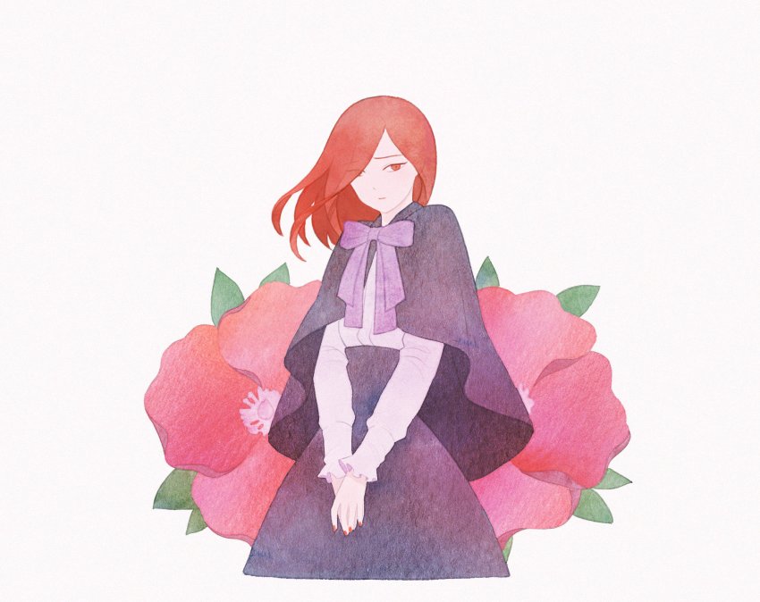 1other, alternate_costume, androgynous, bad_id, bad_twitter_id, capelet, cinnabar_(houseki_no_kuni), eyes_visible_through_hair