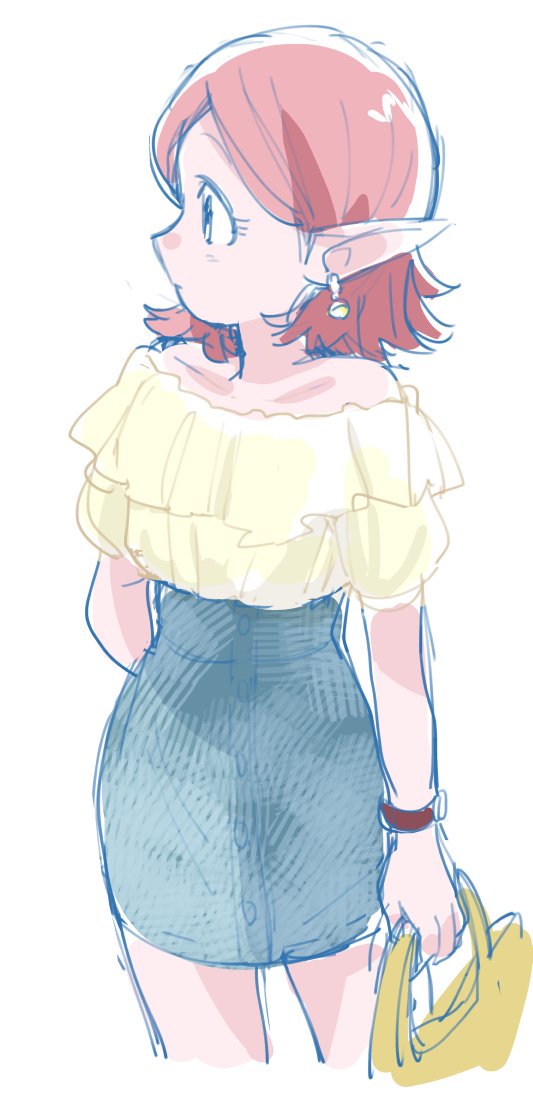 1girl, bag, black_eyes, chronoa, clock, colored_skin, dragon_ball, dragon_ball_heroes