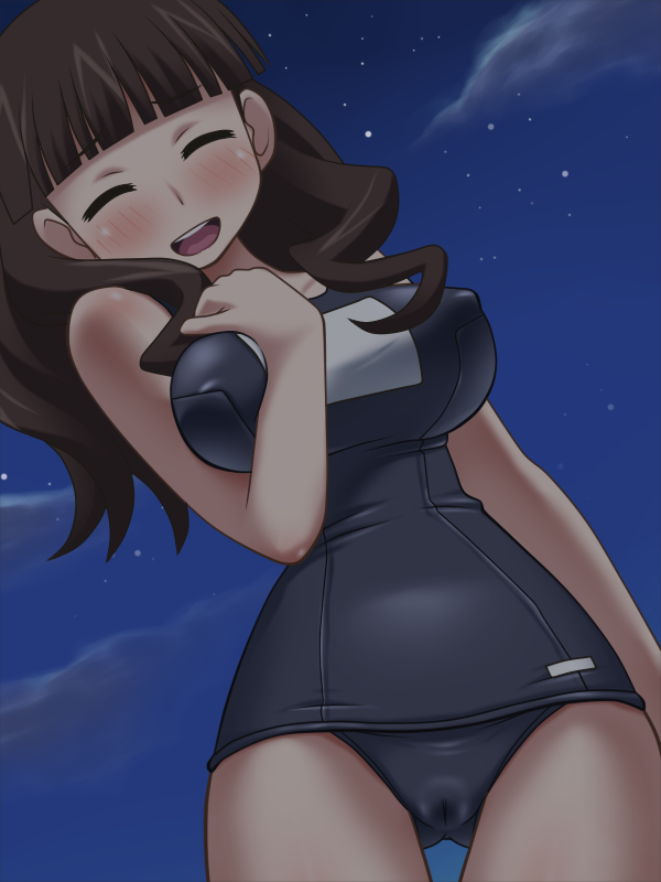 1girl, awa, brown_hair, mitsudomoe_(manga), sugisaki_marina, swimsuit, tagme