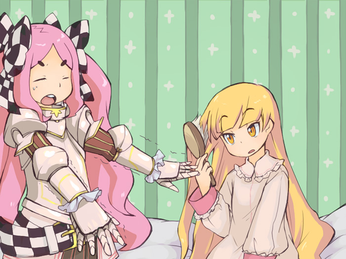 2girls, 7th_dragon, 7th_dragon_(series), bed, berich_(7th_dragon), cosplay, knight_(7th_dragon), knight_(7th_dragon)_(cosplay)