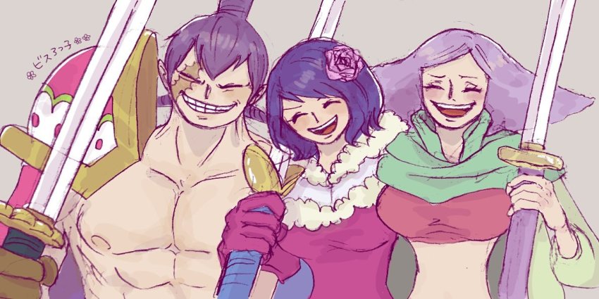 1boy, 2girls, brother_and_sister, charlotte_angel, charlotte_cracker, charlotte_custard, multiple_girls, one_piece