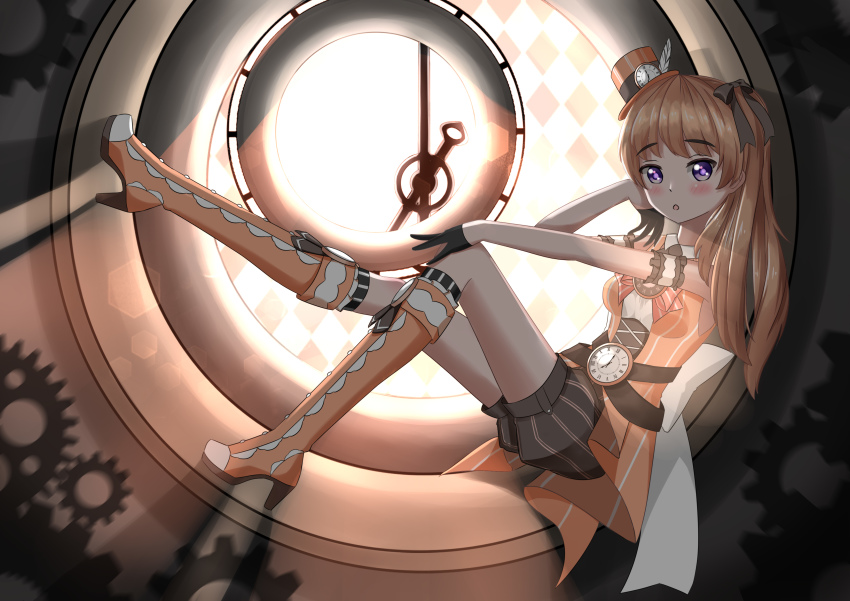 1girl, absurdres, boots, brown_hair, highres, long_hair, magical_girl, neko_kizuna