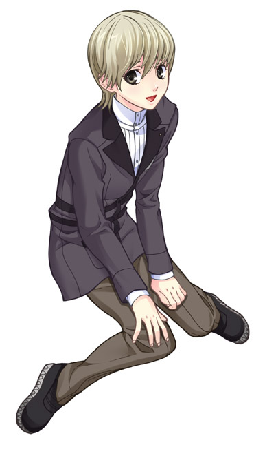 00s, 1boy, androgynous, atlus, black_shoes, blazer, blonde_hair, jacket