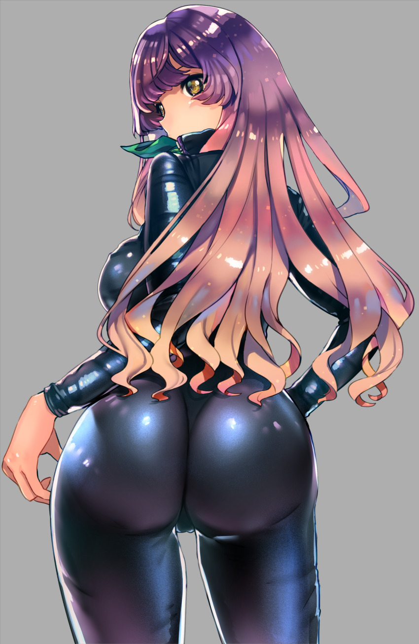 1girl, ass, biker_clothes, bikesuit, blonde_hair, bodysuit, breasts, brown_eyes