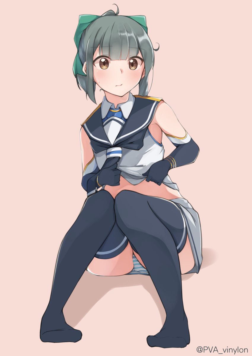 1girl, absurdres, alternate_costume, bare_shoulders, black_thighhighs, bow, bowtie, commentary_request