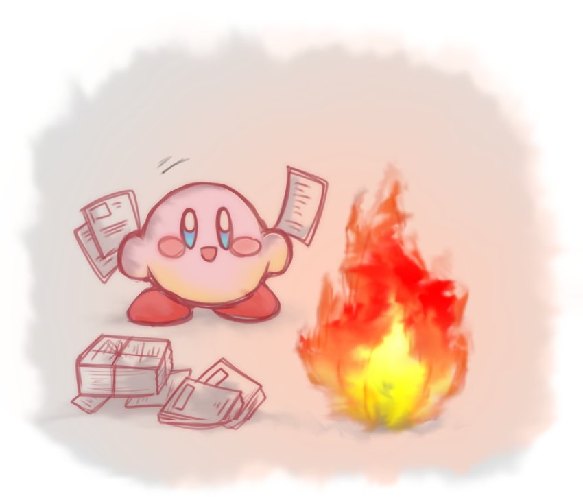 blue_eyes, blush_stickers, burning, fire, highres, kirby, kirby_(series), mikan_38knight