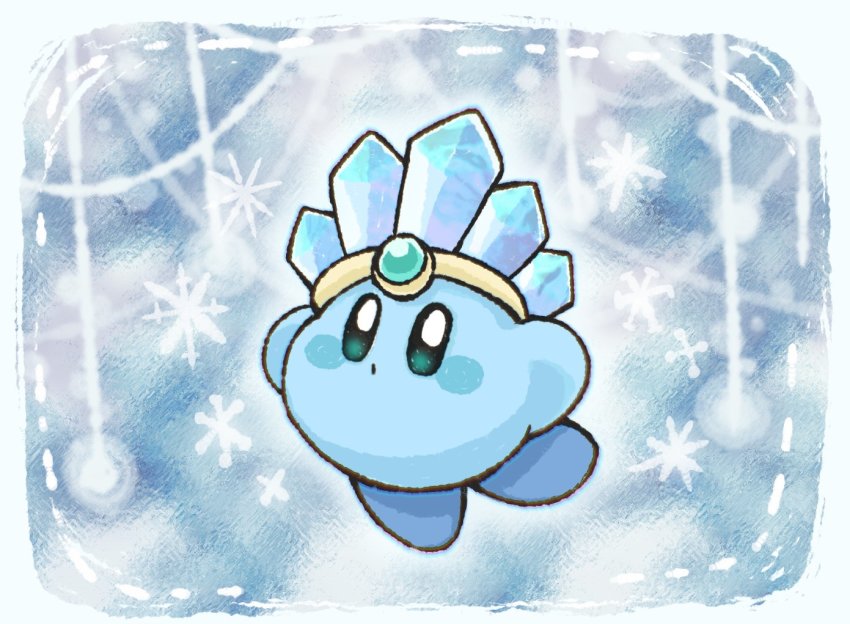 alternate_color, blue_theme, blush, copy_ability, hat, ice, ice_kirby, kirby