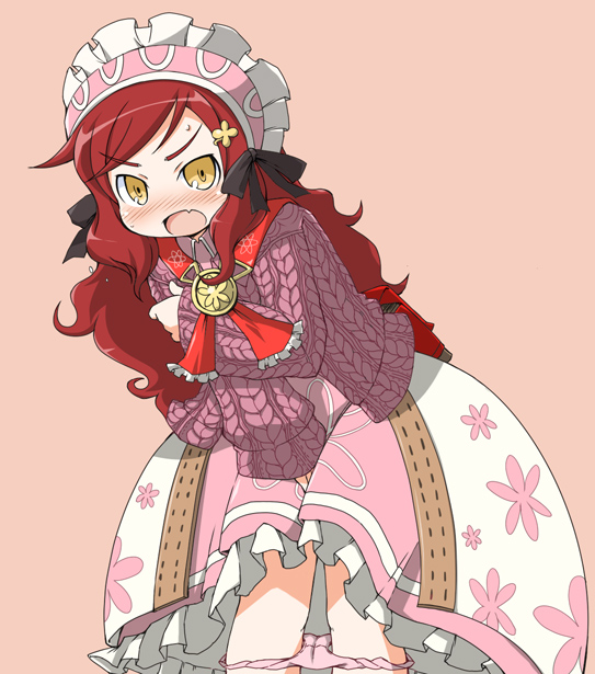 1girl, 7th_dragon, 7th_dragon_(series), blush, fang, female_focus, hair_ornament, hairclip