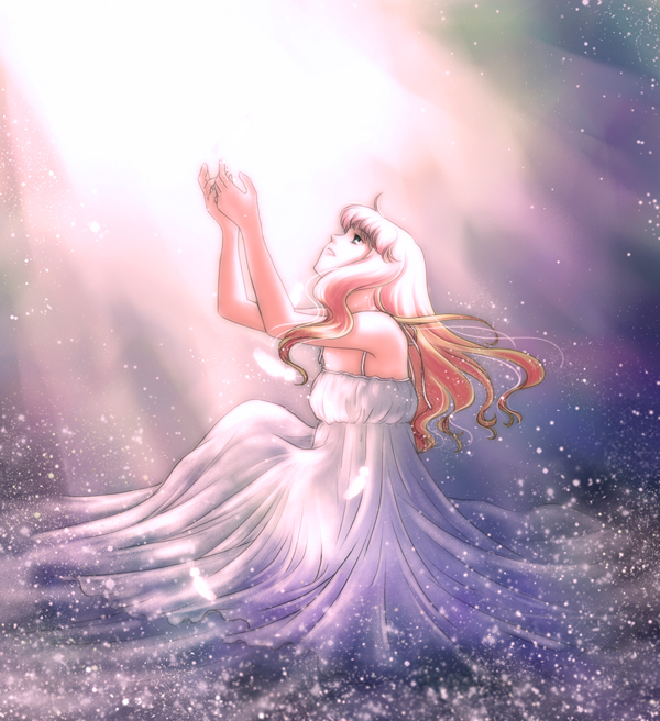 00s, 1girl, armpits, arms_up, bare_shoulders, blue_eyes, dress, female_focus