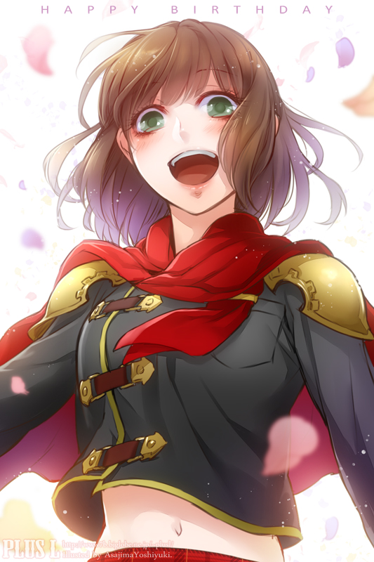 1girl, akademeia_uniform, asajima_yoshiyuki, brown_hair, cape, deuce_(fft-0), female_focus, final_fantasy