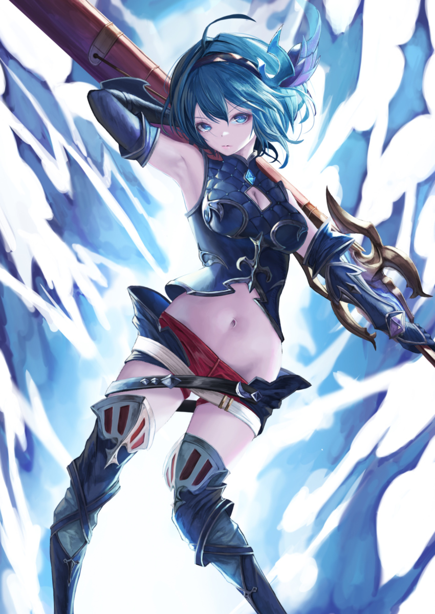 1girl, absurdres, alternate_eye_color, alternate_hair_color, arm_guards, armor, armpits, bare_shoulders