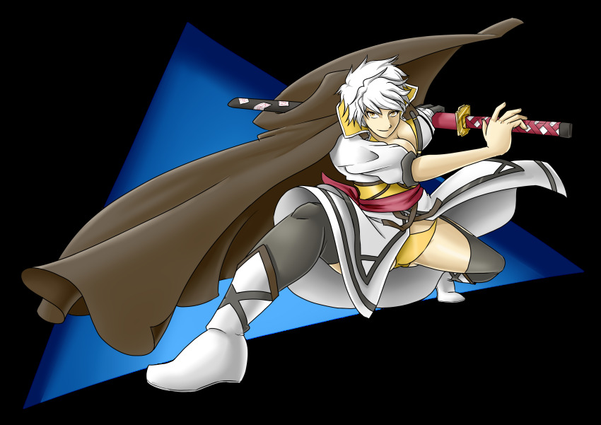 1girl, absurdres, action, black_cape, breasts, cape, cleavage, female_focus