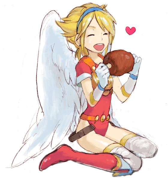 1girl, angel_wings, blonde_hair, boned_meat, boots, breath_of_fire, breath_of_fire_i, capcom