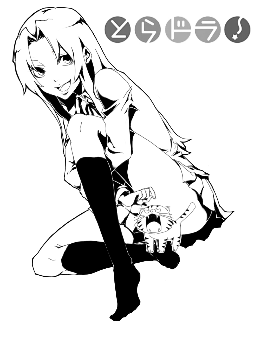 00s, censored, character_censor, greyscale, highres, kawashima_ami, kneehighs, monochrome