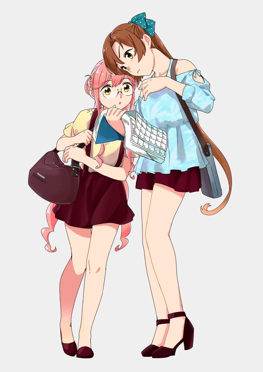 2girls, ahoge, akigumo_(kancolle), bad_id, bad_twitter_id, bag, black_bow, blouse