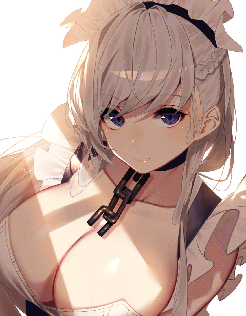 1girl, azur_lane, bad_id, bad_pixiv_id, belfast_(azur_lane), blue_eyes, blush, braid