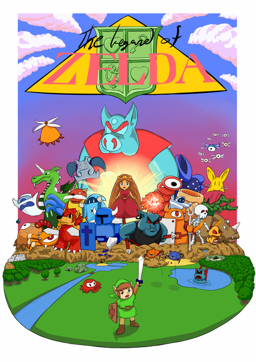 1boy, 1girl, aquamentus, armos, bat_(animal), brown_hair, bubble_(zelda), bug