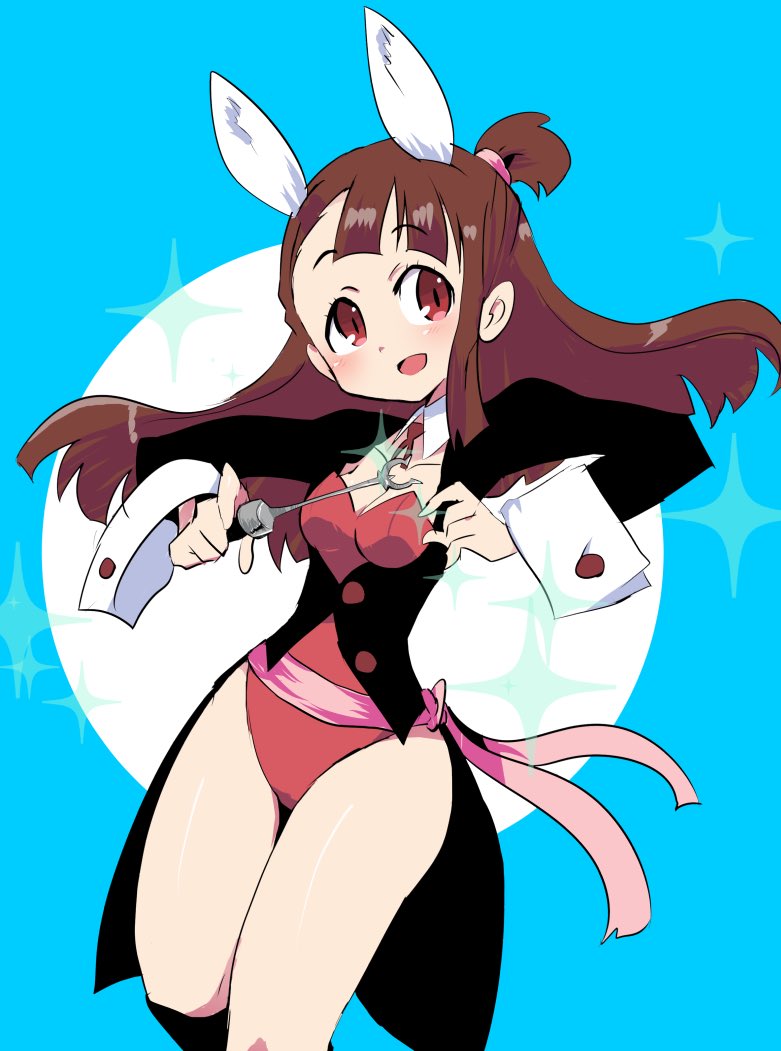 1girl, animal_ears, asymmetrical_bangs, black_coat, blush, breasts, brown_hair, child