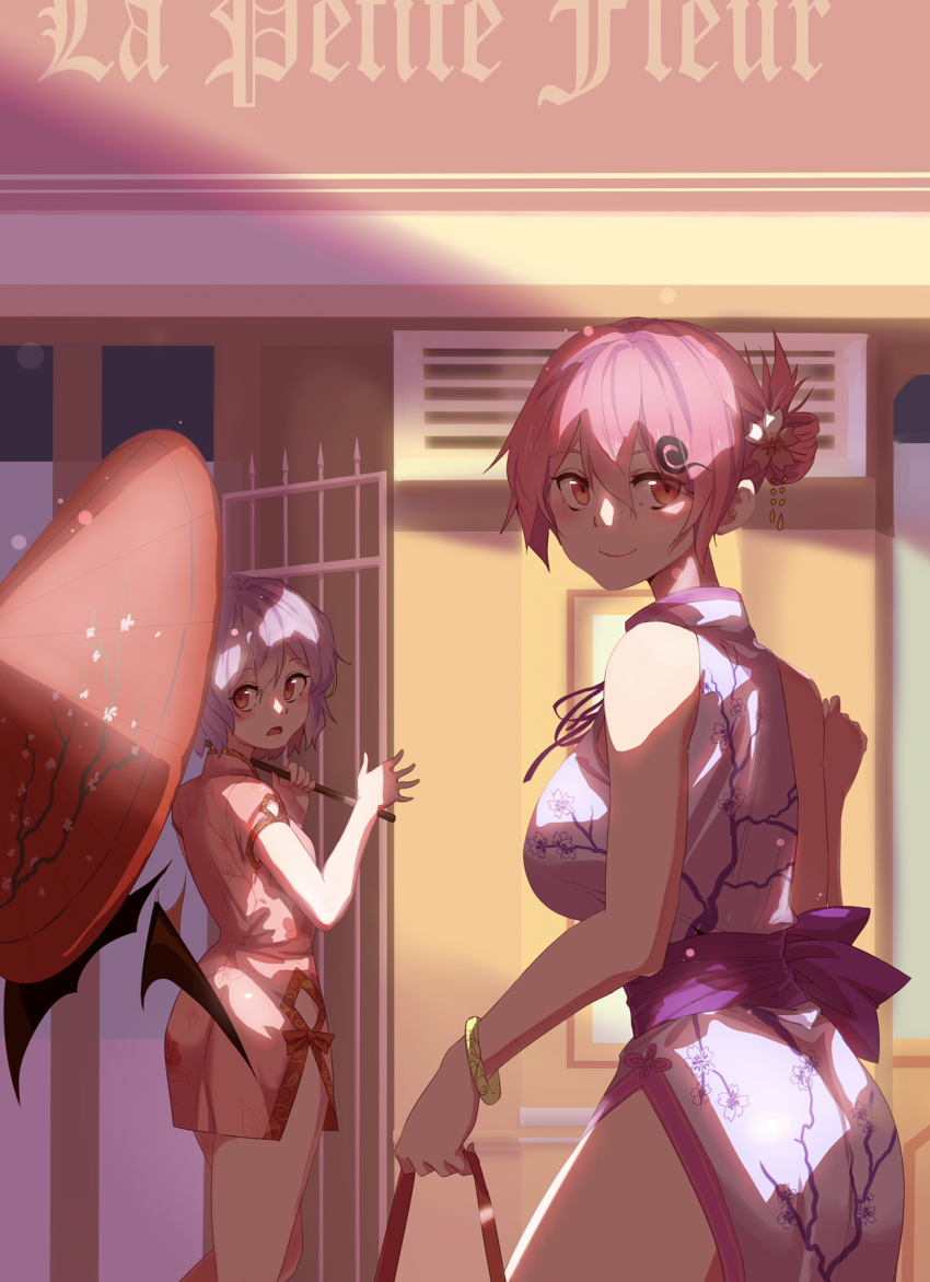 2girls, alternate_costume, alternate_eye_color, alternate_hairstyle, bad_id, bad_pixiv_id, bag, bangle