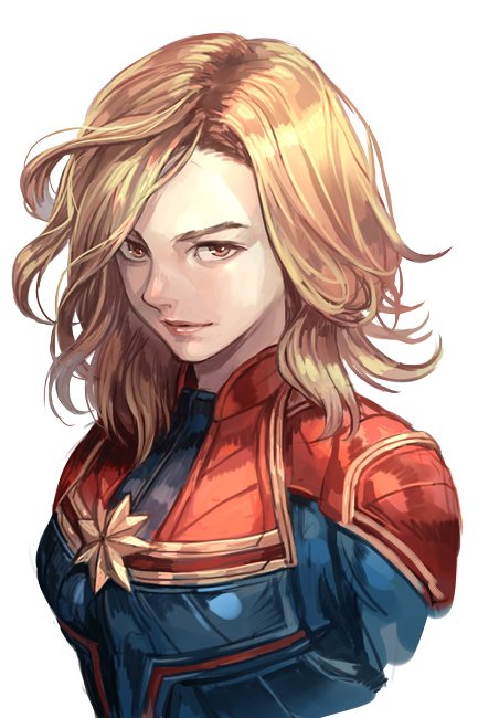 1girl, animification, blonde_hair, breasts, captain_marvel_(marvel), captain_marvel_(movie), carol_danvers, female_focus