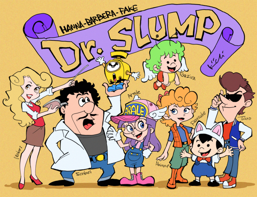 3girls, 4boys, alarm_clock, animal_ears, animal_hat, baseball_cap, black_eyes, black_hair