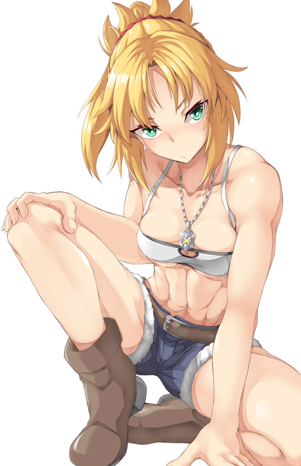 1girl, 2-kai_no_rinjin, bad_id, bad_pixiv_id, bare_arms, bare_legs, bare_shoulders, belt