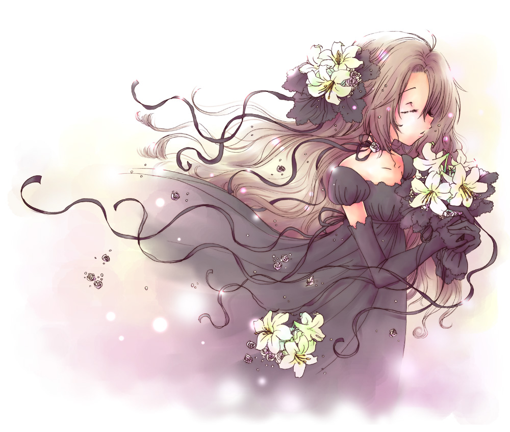00s, 1girl, bad_id, bad_pixiv_id, brown_hair, closed_eyes, code_geass, dress