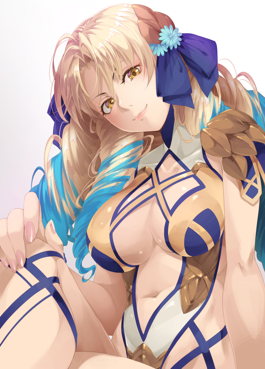 1girl, absurdres, astraea_(fate), astraea_(second_ascension)_(fate), blonde_hair, blue_hair, breasts, brown_eyes